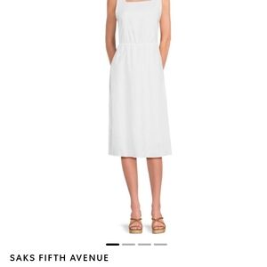 Saks Fifth Avenue White Linen Women's Dress Size 6 NWT